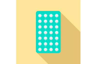 Contraceptive pills pack icon, flat style