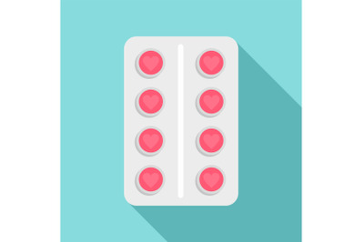 Contraception pill pack icon, flat style