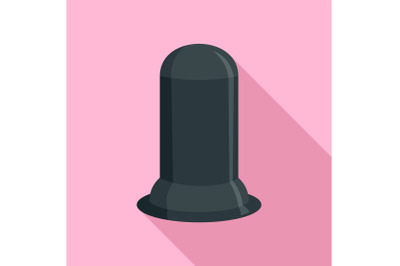 Black condom icon, flat style