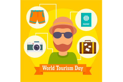 World tourism day icon background, flat style