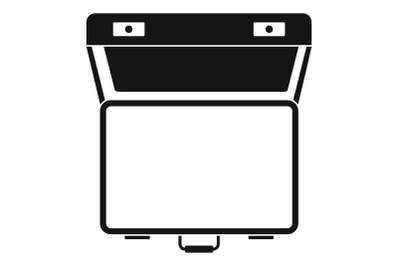 Open suitcase icon, simple style