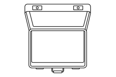 Open suitcase icon, outline style