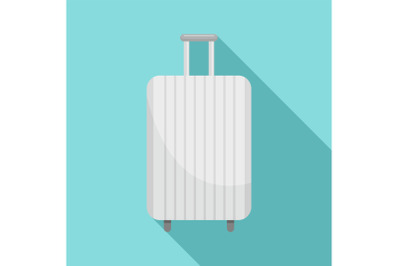 White travel bag icon, flat style