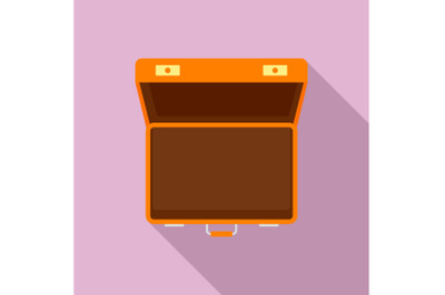 Open suitcase icon, flat style