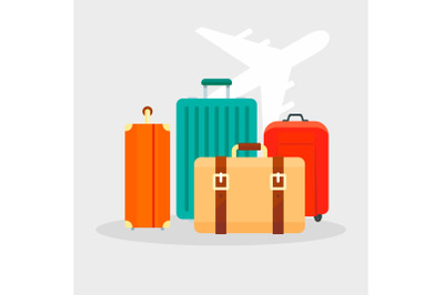 Travel bag concept background, flat style