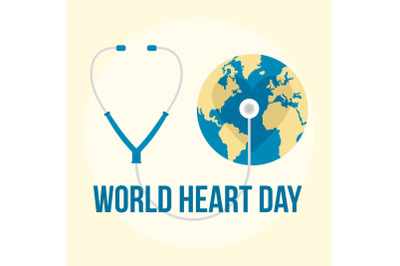 International world heart day background, flat style