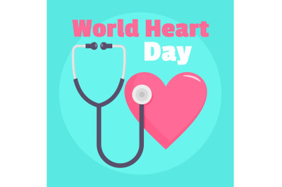 Medical world heart day background, flat style