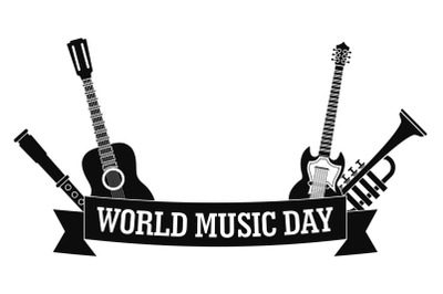World music day icon, simple style