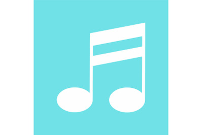 Double bar music note icon, flat style