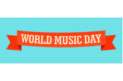 World music day banner icon, flat style
