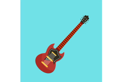 Electric guitar icon, flat style