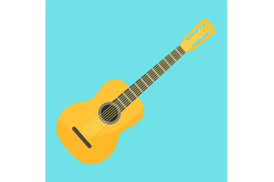 Acoustic guitar icon, flat style