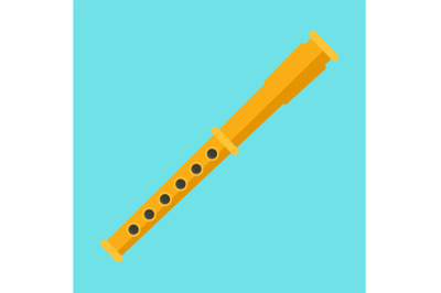 Gold flute icon, flat style