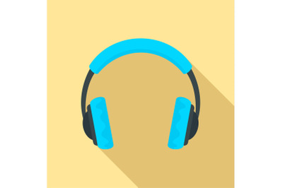Headphones icon, flat style