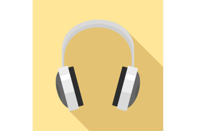 Wired headphones icon, flat style