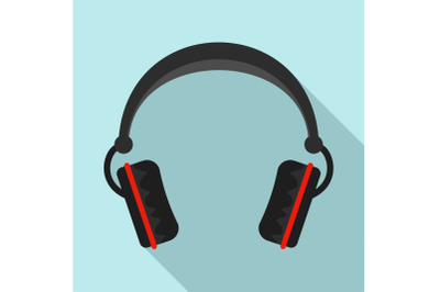 Modern headphones icon, flat style