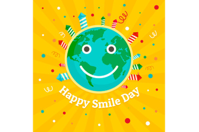 International smile day concept background, flat style
