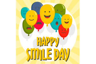 Happy smile day concept background, flat style