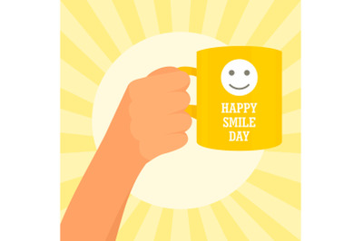 Sunny smile day concept background, flat style