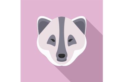 Polar fox icon, flat style