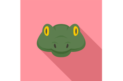 Green head snake icon, flat style