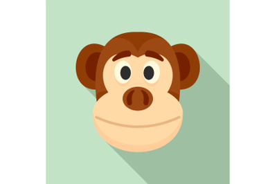 Monkey head icon, flat style