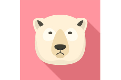 Polar bear icon, flat style