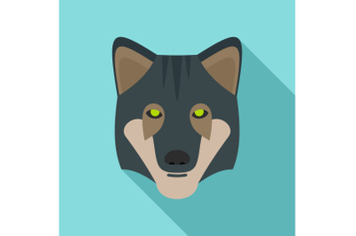Wild wolf icon, flat style