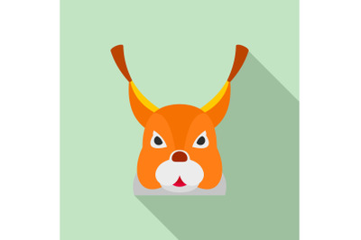 Squirrel head icon, flat style