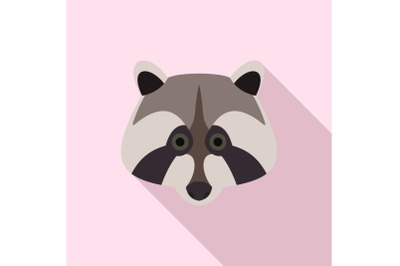 Raccoon icon, flat style