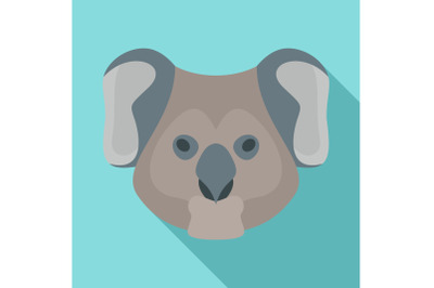Koala head icon, flat style
