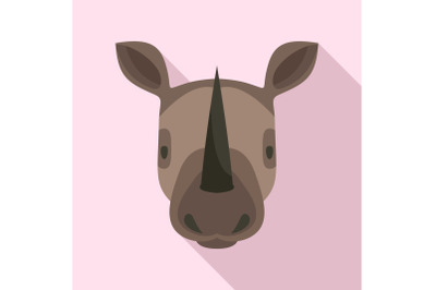 Rhino head icon, flat style