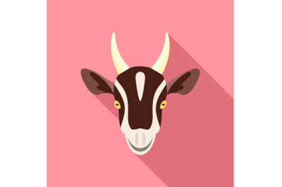 Farm goat icon, flat style