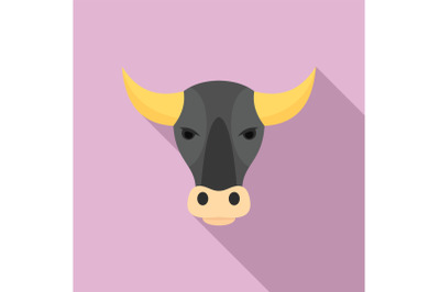 Bull head icon, flat style