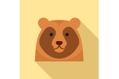 Cute bear head icon, flat style