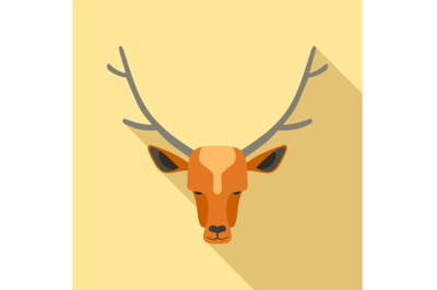 Forest deer icon, flat style
