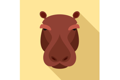 Hippopotamus icon, flat style