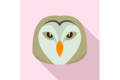 Owl head icon, flat style