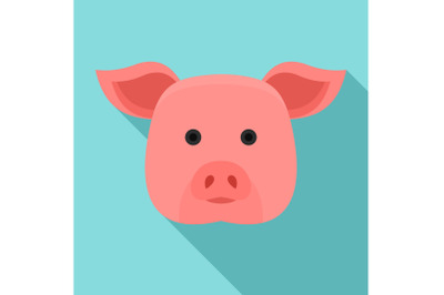 Pig head icon, flat style