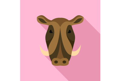 Wild pig icon, flat style