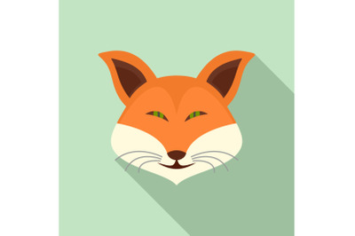 Cute fox icon, flat style