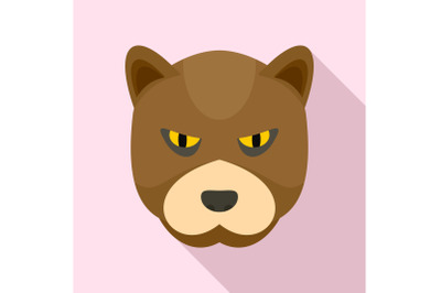 Furious bear icon, flat style