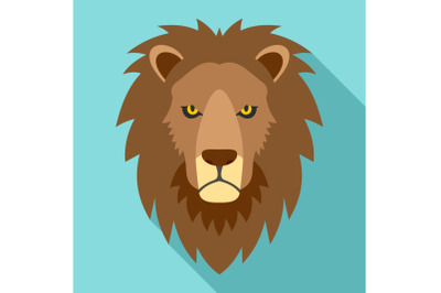 Lion head icon, flat style