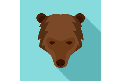 Siberian bear head icon, flat style
