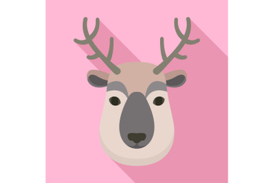 Deer head icon, flat style