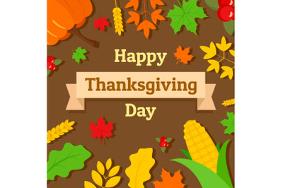 Happy thanksgiving day concept background, flat style