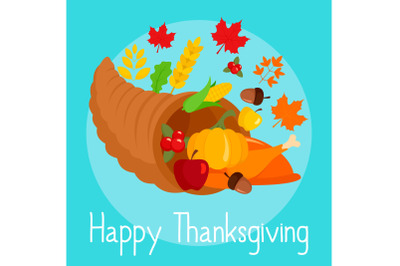 Autumn thanksgiving day concept background, flat style