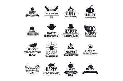 Thanksgiving day logo set, simple style
