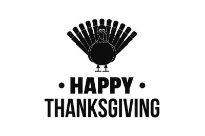 Turkey happy thanksgiving logo, simple style