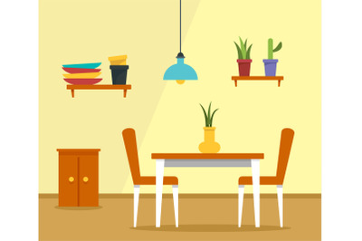 Kitchen table concept background, flat style